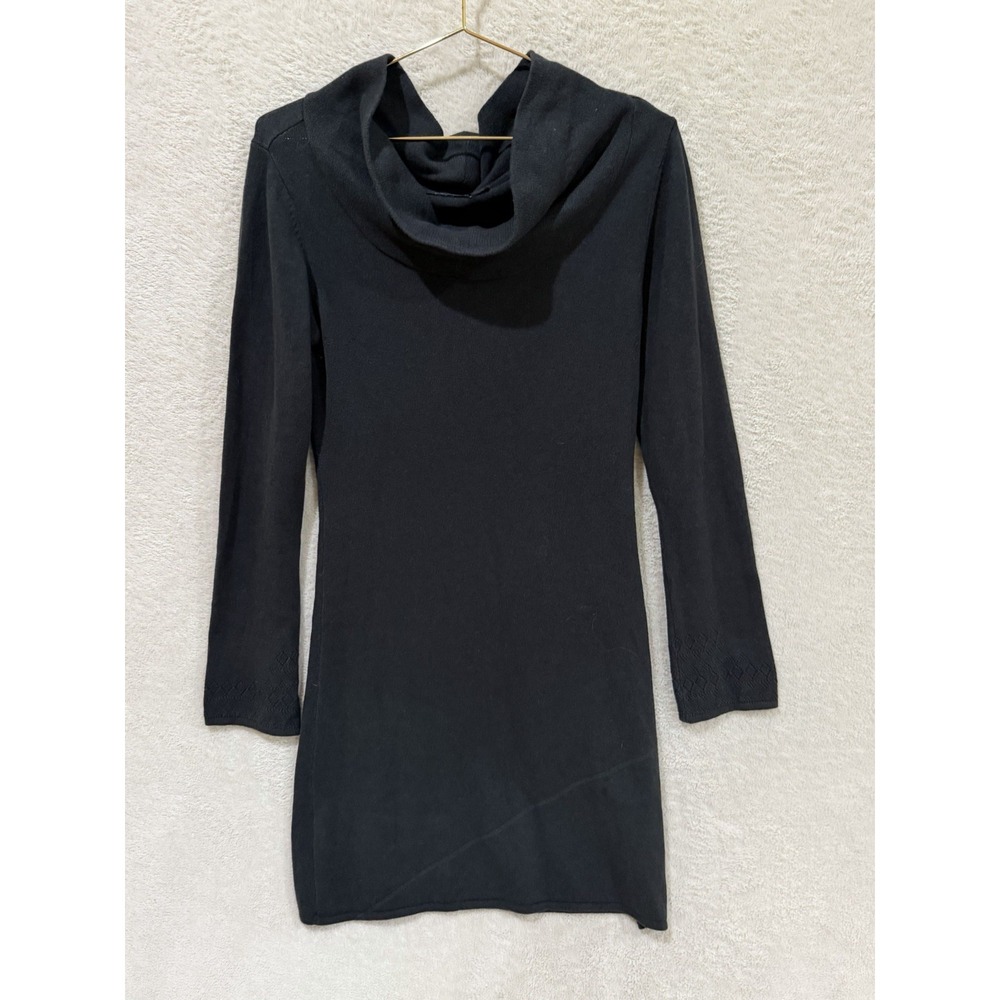 Prana Sweater Dress Womens Size Medium Charcoal‎ Cowl Neck Detail Cuff